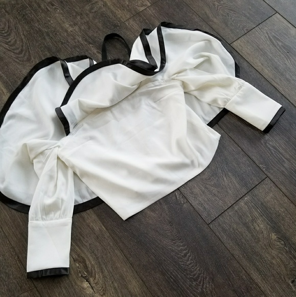 Haute Rogue Ruffle Black and White Top - small - Picture 5 of 7